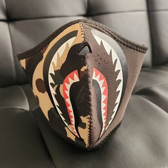 Bape Shark Face Mask 1st Camo OG Print Neoprene Yellow Mask 2018