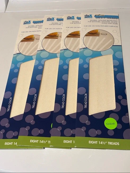4 Packs of SlipX White Clear Non-Slip Safety Treads - Pack of 8 each