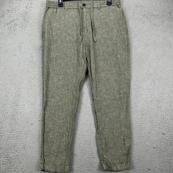 Banana Republic Linen Blend Pants Casual Mens 32X30 Green Athletic Drawstring