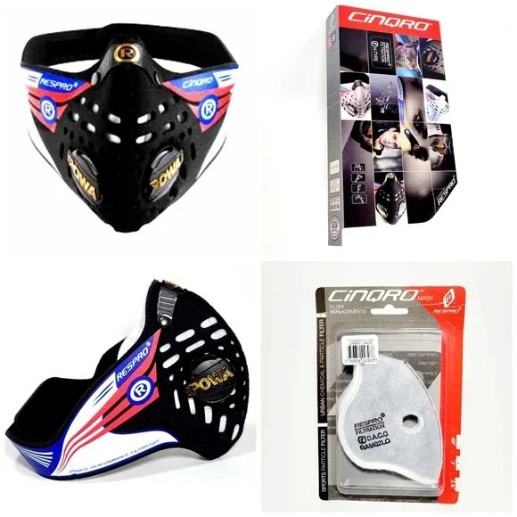 RESPRO CINQRO FILTRATION MASK Neoprene Exhaust Valves For Athletes w Filter Pack