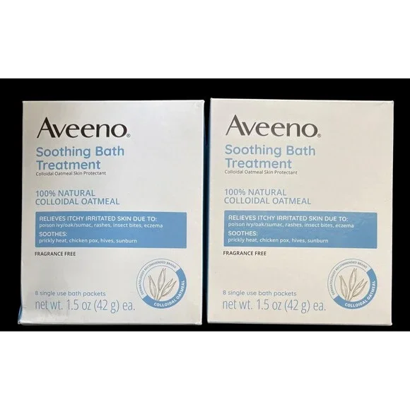 Aveeno Soothing Bath Treatment 8 ct 100% Natural Colloidal Oatmeal 1.5oz Packets