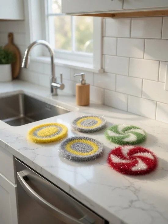 Colorful Sparkle Kitchen Scrub Pads - Pack of 5