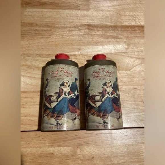 Vintage Avon Lady Skater talc tin Ariane & sweet honesty