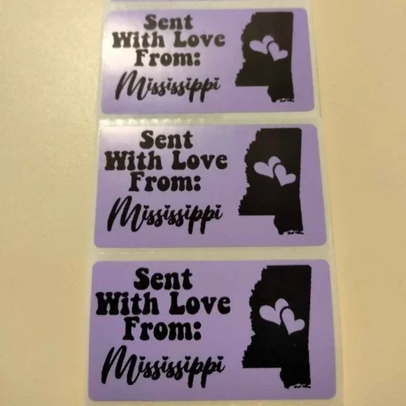 💙100 Mississippi- Shipping Labels Thermal Packaging Stickers 2.25