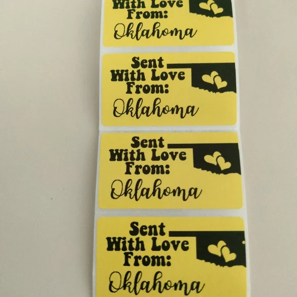 💙100 Oklahoma- Shipping Labels Thermal Packaging Stickers 2.25