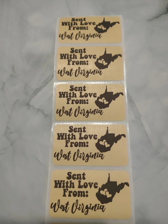 💙100 West Virginia- Shipping Labels Thermal Packaging Stickers 2.25