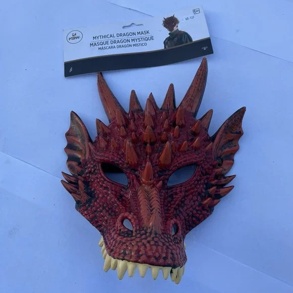 Red Dragon Head Half Mask 3D Cosplay Halloween Adult Size Soft Foam
