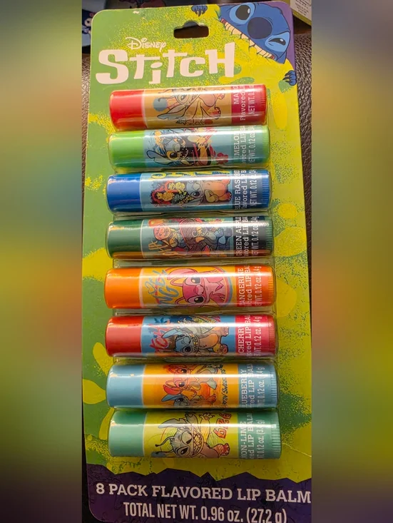 Disney Stitch Kids Flavored 8 Piece Lip Balm Set - Assorted Colors & Flavors