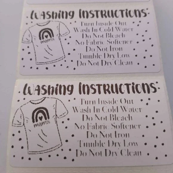 💙100 Washing Instructions- Thermal Label Stickers 2.25