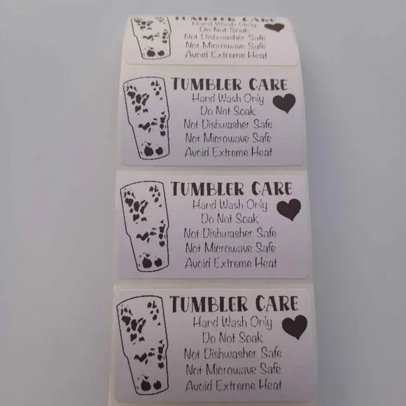 💙100 Tumbler Care- Thermal Label Stickers 2.25
