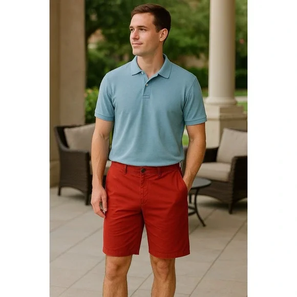 Banana Republic Emerson Shorts Mens 33 Spiced Coral Red Cotton Casual Chino 11