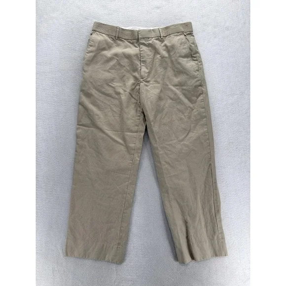 Banana Republic Chino Pants Mens 35x30 Beige Cotton Linen Flat Front Straight