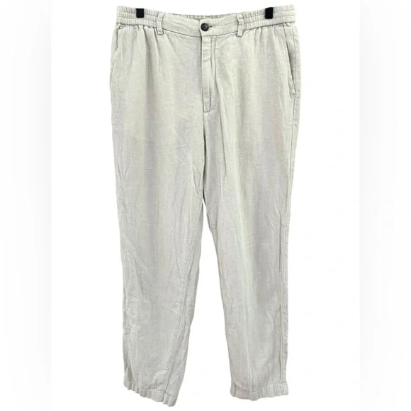 Men's Light Gray Casual Linen Blend Pants