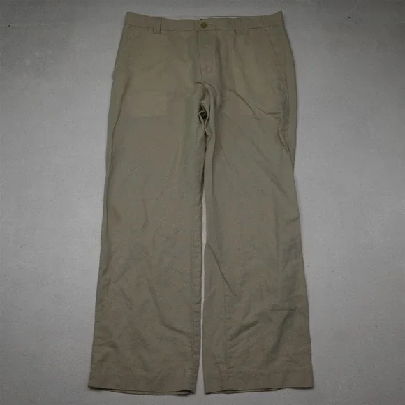 Banana Republic 36x30 Khaki Linen Cotton Standard Beach Wedding Mens Pants