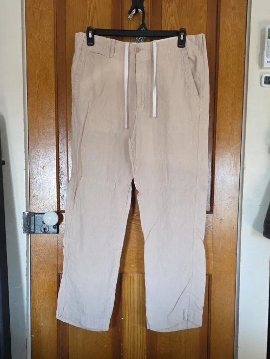 Banana Republic Men's Drawstring Linen Chinos - Light Tan
