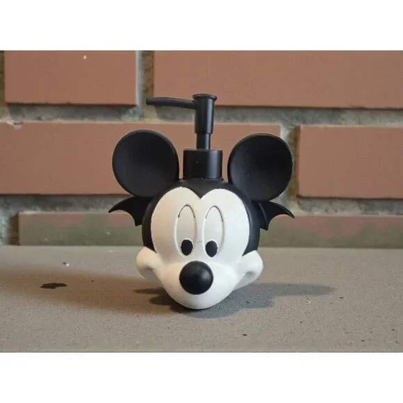 New White & Black Halloween Mickey Mouse Bat Soap Dispenser Decor Bathroom
