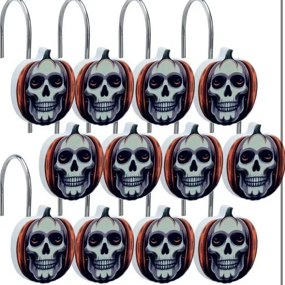 Halloween Shower Curtain Hooks- Set of 12, Perfect for Bathroom