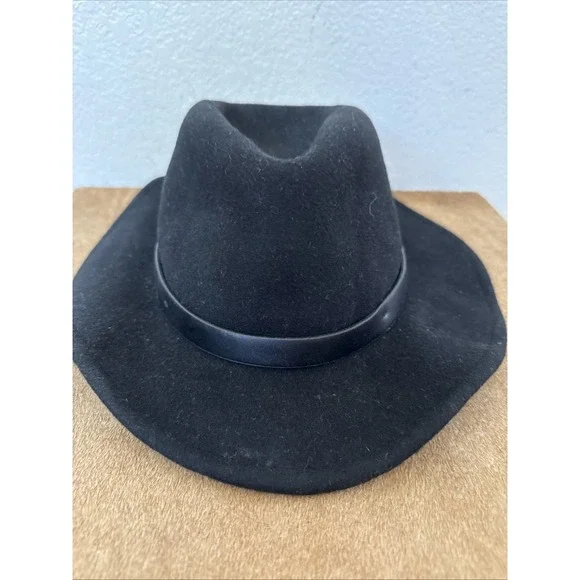 Brixton‎ Black Felt Fedora Hat Size Small 56cm Classic Wide Brim Clean