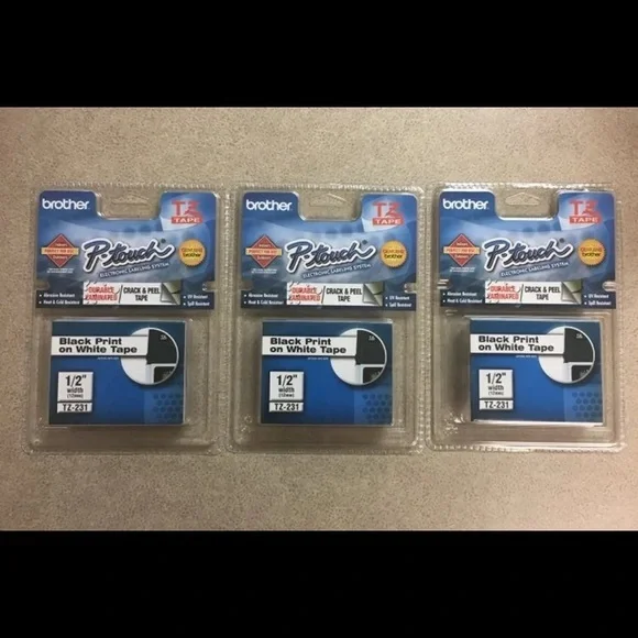 TZ Tape Brother P Touch 1/2' width Set of…