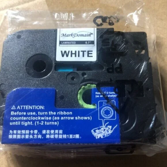 Lot of 4 Label Maker Tape 18mm 0.7 Laminated White Brother P-Touc