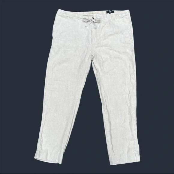 NWOT Banana Republic 100% Linen Men's Gray Khakis Breathable Comfy Stylish XL