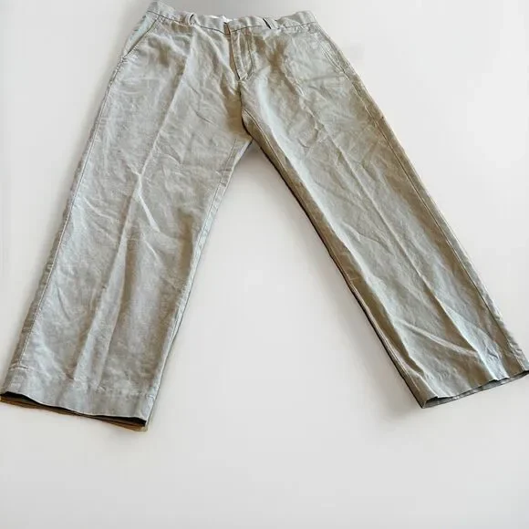 Banana Republic Flat Front Linen Blend Chino Pants Men’s 33x30 Classic Beach