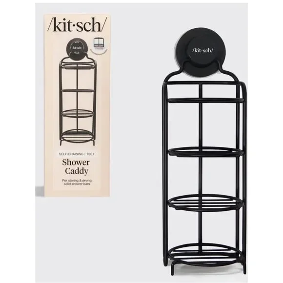 Kitsch Self-Draining Shower Caddy, Black, NWT
