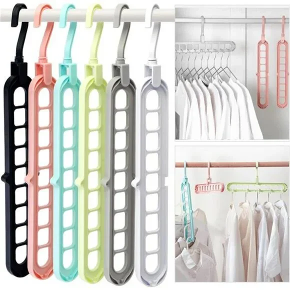 Magic Space Saving Hangers Set of 6 Closet Organizer with 9 Hole Hooks