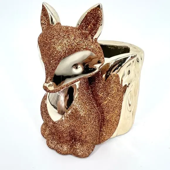 Bath and Body Works Glitter Rose Gold Fox Tree Stump Decorative Holder for Soap