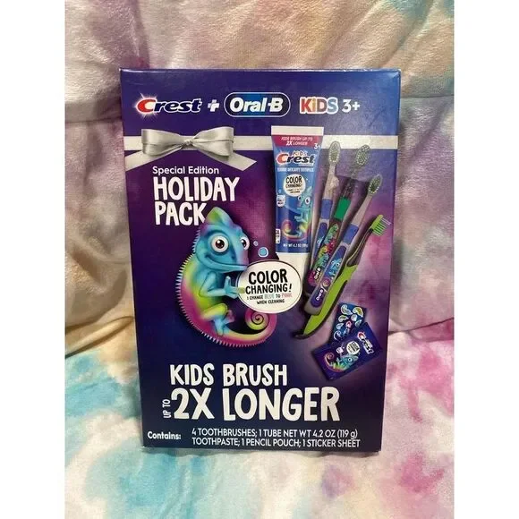 Special Edition Holiday‎ Pack Kids 4 toothbrushes , 1 tube Toothpaste +