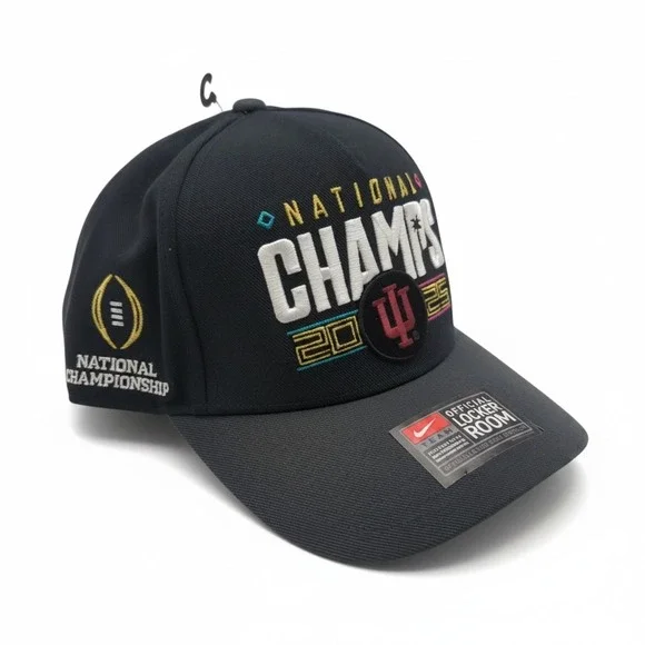 Nike Indiana Hoosiers 2025 National Champs Hat Mens Locker Room Snapback Black