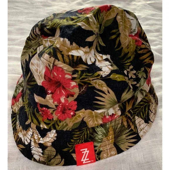 Top Cul Floral Bucket Hat Mens Tropical Hibiscus Black Streetwear Retro Vintage