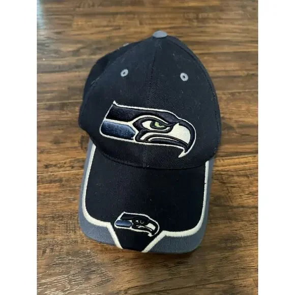 Nfl Team Strapback Hat Adult One Size Blue Seattle Seahawks Football Logo☆