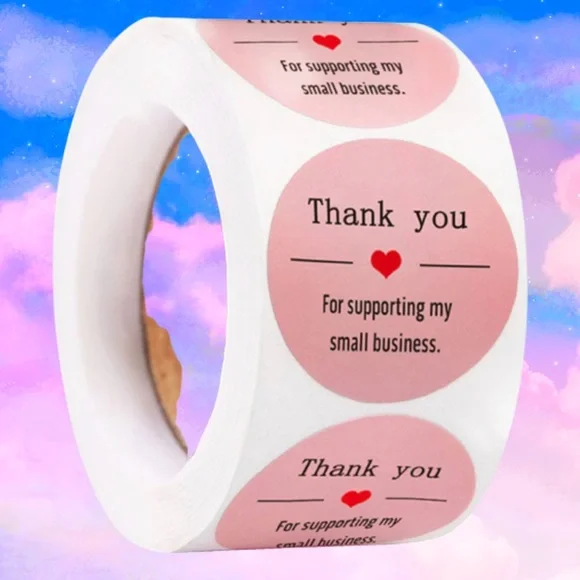 Thank You Stickers, 1 Inch Pink Thank You for Your Order Stickers Lable, 500Pcs
