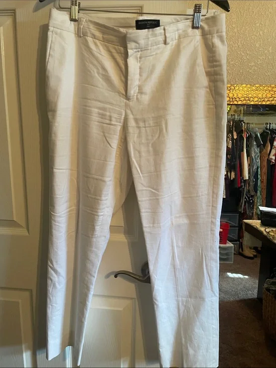 Banana Republic White Linen-Blend Pants