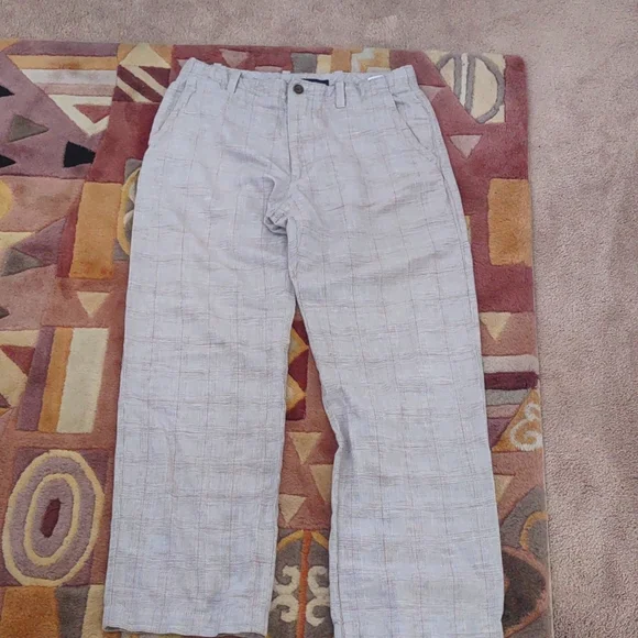 Banana Republic Linen Blend Plaid Pants, 32x30