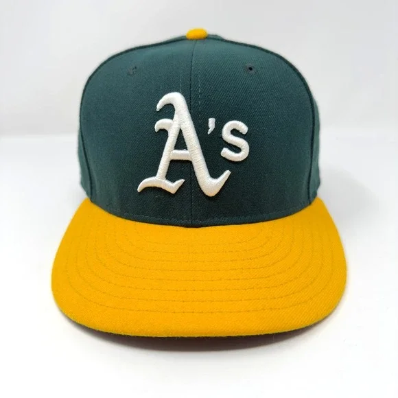 Oakland‎ Athletics MLB New Era 59FIFTY Fitted Hat Green Yellow 7 1/8