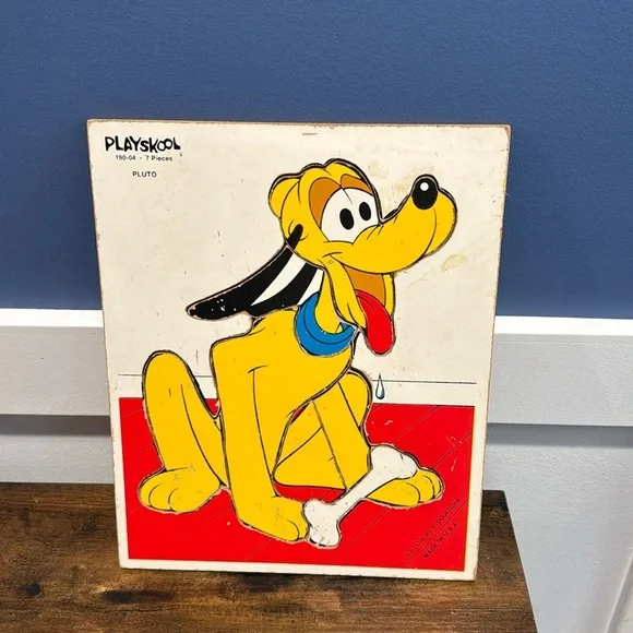 Vintage Toy Playskool Walt Disney Pluto Wooden Puzzle - 7 Pieces