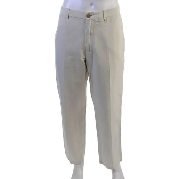 Banana Republic Mens Chino Khaki Pants Beige Linen Cotton Size 36