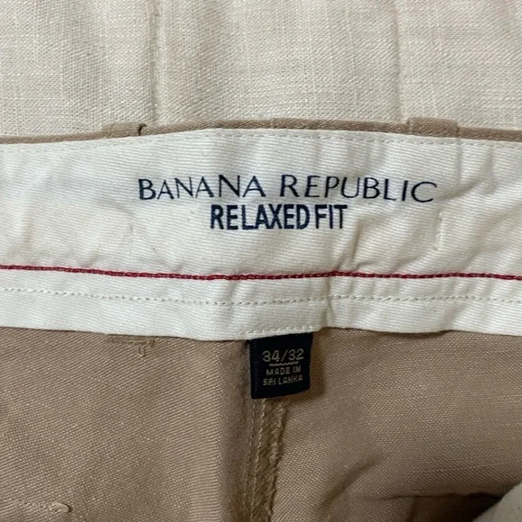 Banana Republic Men's Relaxed Fit Khaki linen Pants