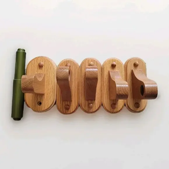 VTG Solid Oak Bathroom Hardware Set Towel Bar TP Holder Cottagecore Farmhouse