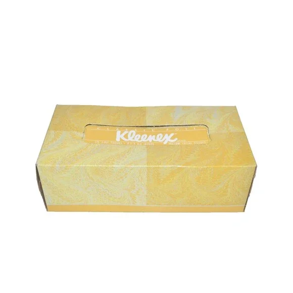 Vtg 80s Kleenex Yellow Facial Tissues Classic 1987 Family Size 175-2 Ply