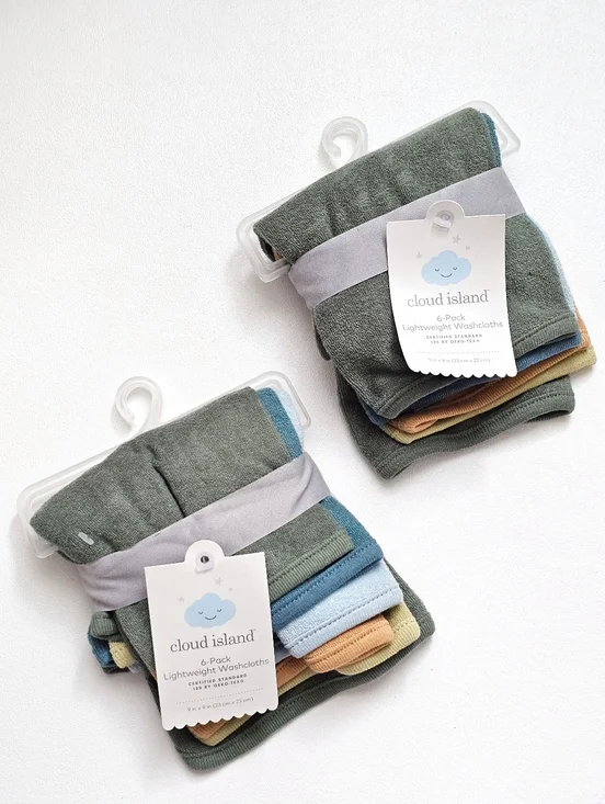 🌿 Cloud Island Baby Washcloths 6 Pack Set Cotton OEKO TEX Infant Soft Green