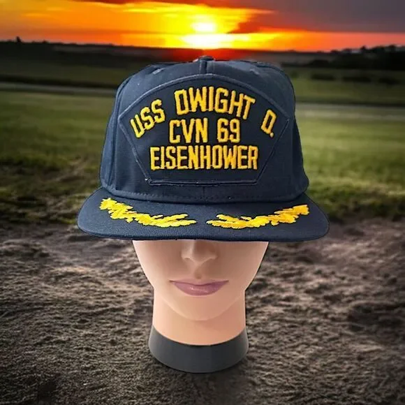 USS Dwight D Eisenhower Snapback Hat CVN 69 US Navy‎ Scrambled Eggs Vintage