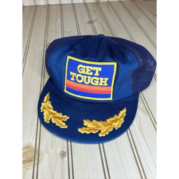 Vintage Gulf Oil GET TOUGH Patch Gold Leaf Scrambled Eggs HAT Slogan‎ Snapback