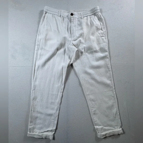 Banana Republic Linen Blend Athletic Fit Pant Off White 32x32 NWT $85