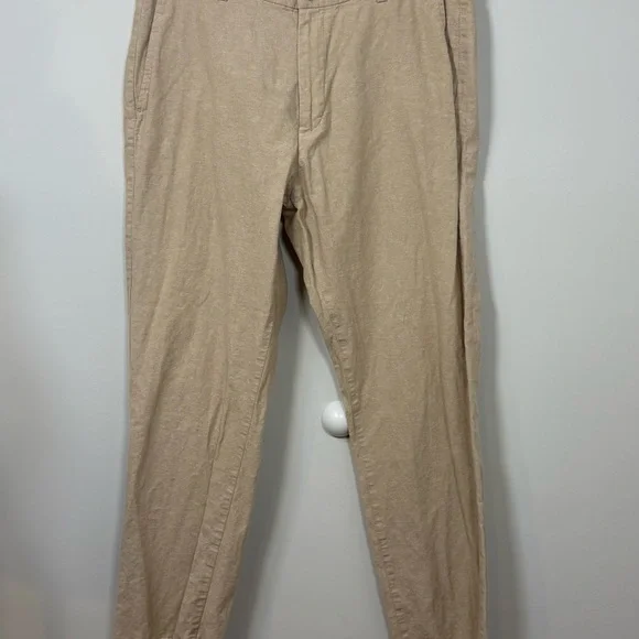 Banana Republic Linen Blend Pants Mens Khaki Coastal Casual RN54023. 36