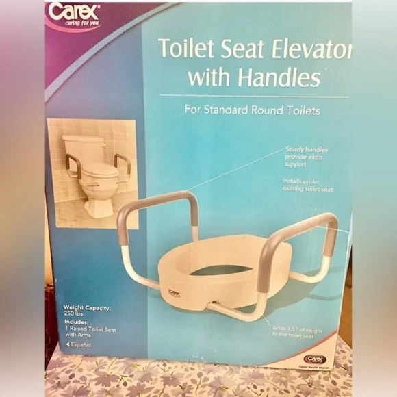 CAREX Toilet Seat Elevator w/Handles STD RD Grip Aid Assist Lightweight NEW NIB