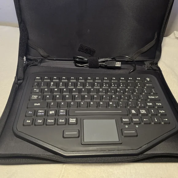 Black Keyboard with Case and USB Cable