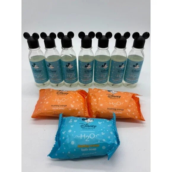 Disney Hotel H2O+ Amenity Lot 7 Shampoo/Conditioner & 3 Blushing Orange Soap